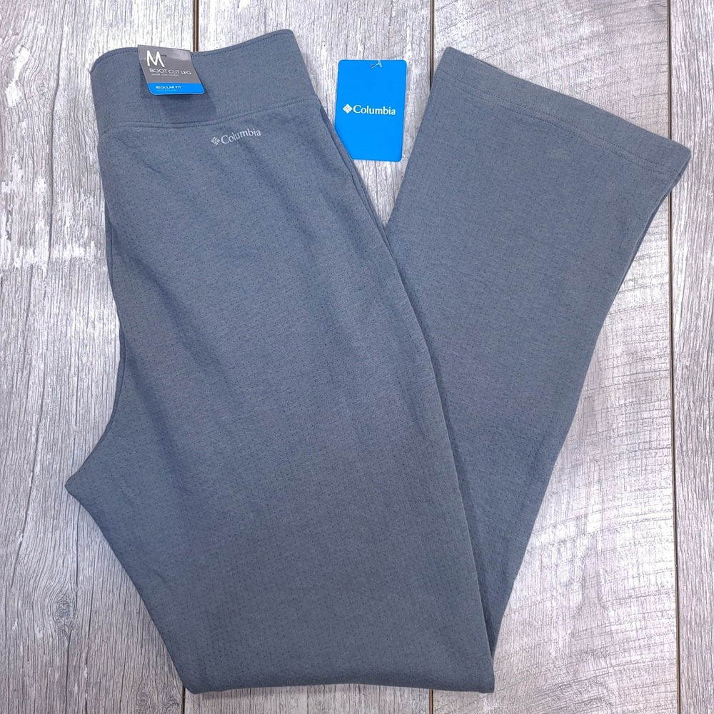 Columbia Holly Hideaway Knit Pant Womens Medium Grey Boot Cut Regular Fit Pullon